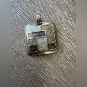 Kenneth Cole square geometric silver tone pendant
